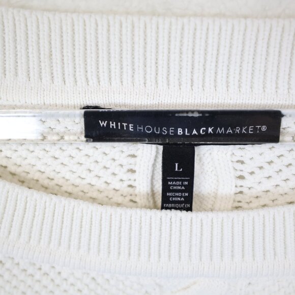 White House Black Market Short Sleeve Knit Sweater White Size Large - Picture 3 of 6